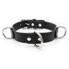 Triple D-Ring Vegan Leather Collar