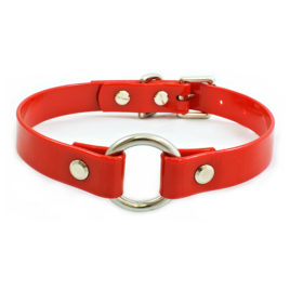 Red Vegan Leather O-Ring Collar Choker