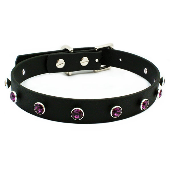 Vegan Leather Swarovski Amethyst Crystal Collar Choker