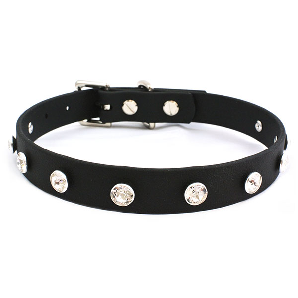 Vegan Leather Swarovski Crystal Collar Choker