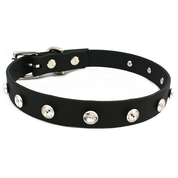 Vegan Leather Swarovski Crystal Collar Choker