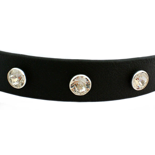 Vegan Leather Swarovski Crystal Collar Choker