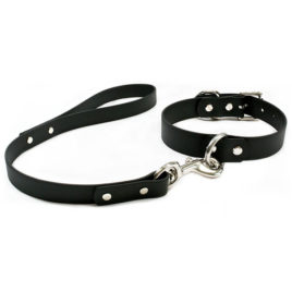 25mm Vegan Leather D-Ring Collar and Short Leash/ Lead Set